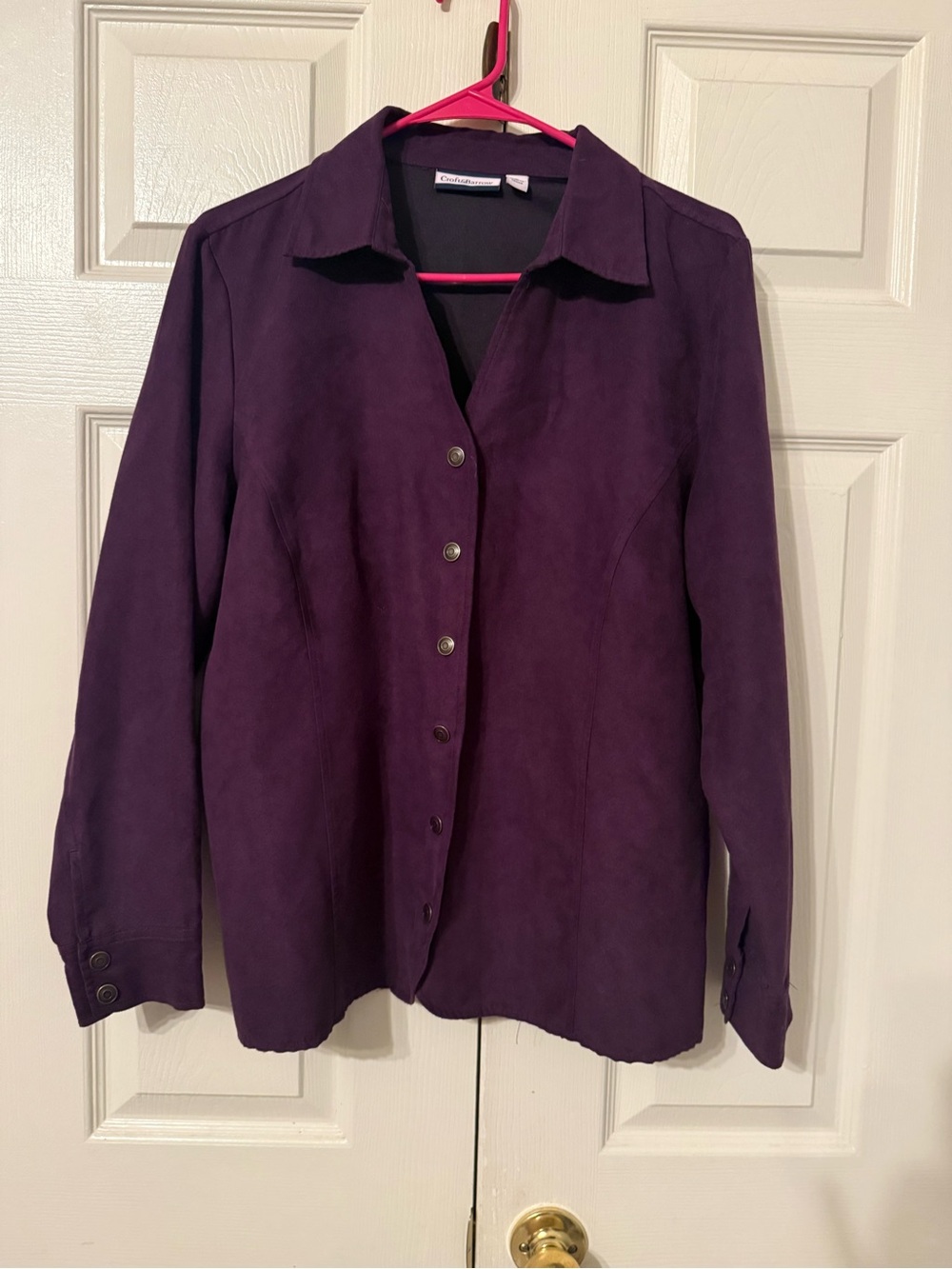 croft & barrow Deep Purple Suede Button-Down Shirt